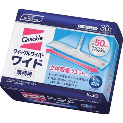 トラスコ中山 Kao 業務用クイックルワイパー立体吸着ウェットシート (30枚入)（ご注文単位1袋）【直送品】