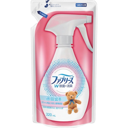 トラスコ中山 P＆G ファブリーズ W除菌＋消臭 香料無添加 つめかえ 320ml（ご注文単位1本）【直送品】