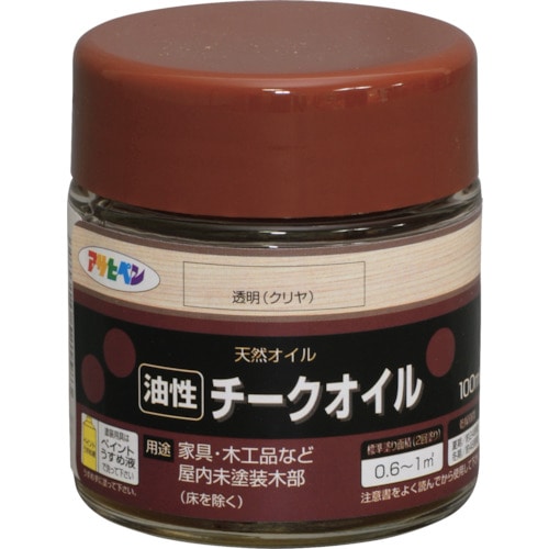 トラスコ中山 アサヒペン チークオイル 100ML 透明（クリヤ） 124-5189  (ご注文単位1缶) 【直送品】