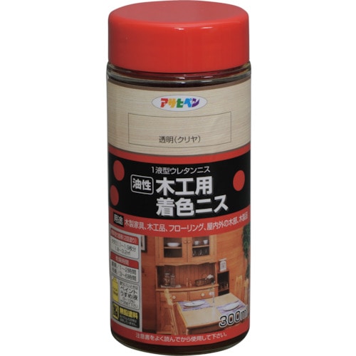 トラスコ中山 アサヒペン 木工用着色ニス 300ml 透明(クリヤ)（ご注文単位1缶）【直送品】