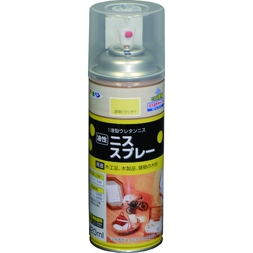 トラスコ中山 アサヒペン ニススプレー 420ML 透明（クリヤ） 131-0869  (ご注文単位1本) 【直送品】