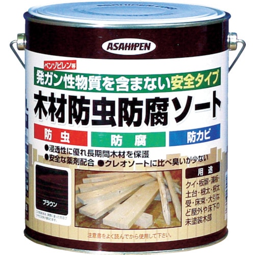 トラスコ中山 アサヒペン 木材防虫防腐ソート2.5L ブラウン（ご注文単位1缶）【直送品】