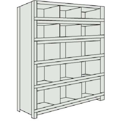 トラスコ中山 TRUSCO スチールラック 軽量棚 縦仕切前当付 875X300X1500 3列5段 ネオグレー（ご注文単位1台）【直送品】