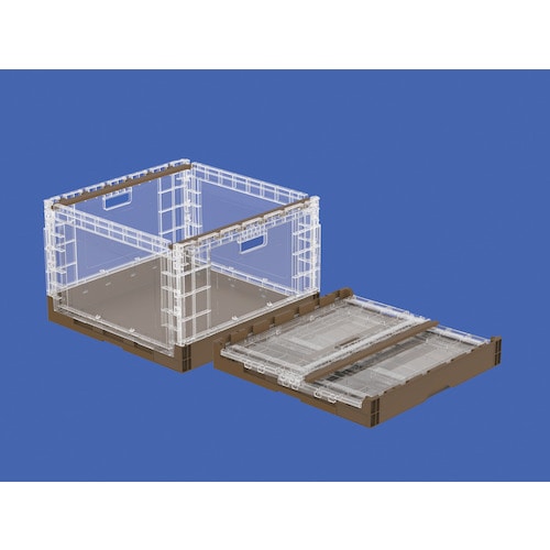 トラスコ中山 サンコー 折りたたみコンテナー 561510 オリコンEP89B 透明／ブラウン 525-3328  (ご注文単位1個) 【直送品】
