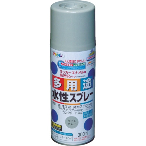 トラスコ中山 アサヒペン 水性多用途スプレー300ml ライトグレー（ご注文単位1本）【直送品】