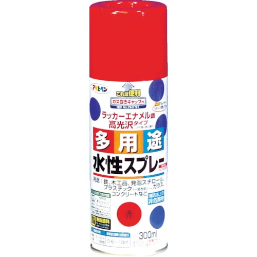 トラスコ中山 アサヒペン 水性多用途スプレー300ml 赤（ご注文単位1本）【直送品】