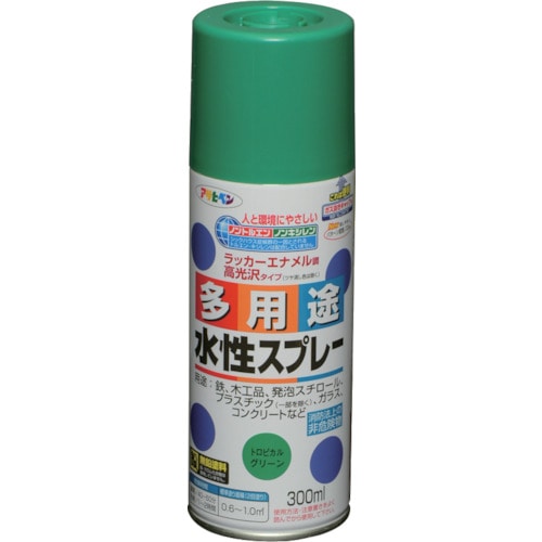 トラスコ中山 アサヒペン 水性多用途スプレー 300ML トロピカルグリーン 824-9088  (ご注文単位1本) 【直送品】