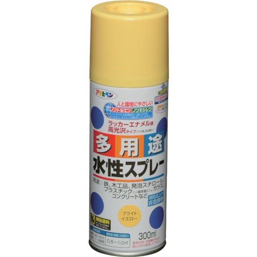 トラスコ中山 アサヒペン 水性多用途スプレー 300ML ブライトイエロー 824-9092  (ご注文単位1本) 【直送品】