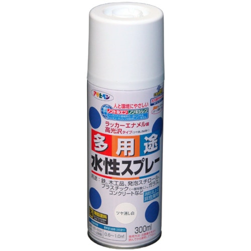 トラスコ中山 アサヒペン 水性多用途スプレー300ML ツヤ消し白 824-8884  (ご注文単位1本) 【直送品】