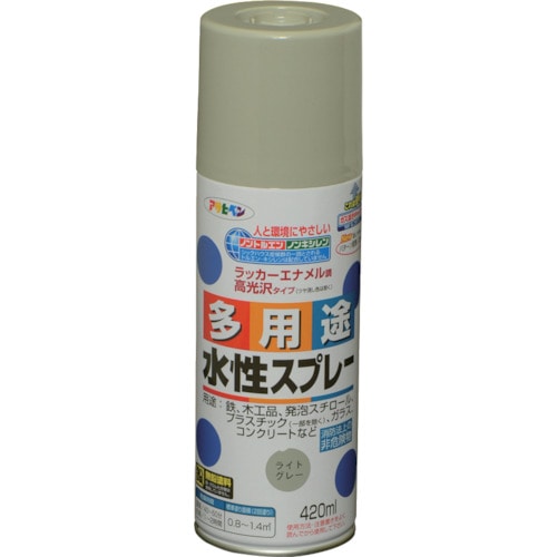 トラスコ中山 アサヒペン 水性多用途スプレー 420ML ライトグレー 824-9109  (ご注文単位1本) 【直送品】