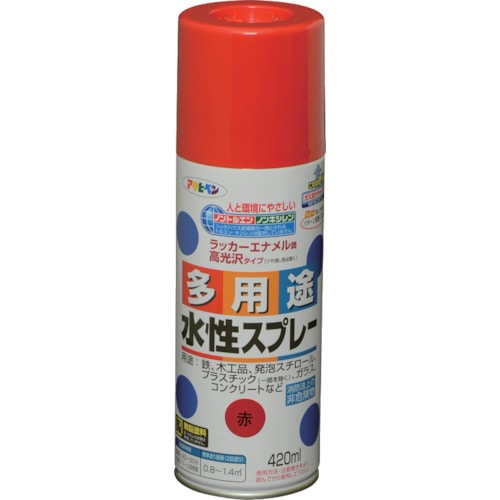 トラスコ中山 アサヒペン 水性多用途スプレー 420ML 赤 824-9113  (ご注文単位1本) 【直送品】