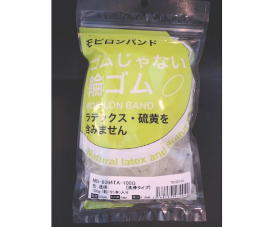 日清紡 モビロンバンド80X6X0.4透明/洗浄タイプ100G 1袋（195本入）　MB-8064TA-100G 1袋（ご注文単位1袋）【直送品】