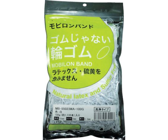 日清紡 モビロンバンド55X2X0.3白/洗浄タイプ100G 1袋（1135本入）　MB-55023WA-100G 1袋（ご注文単位1袋）【直送品】