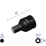 トラスコ中山 ナック ヘキサゴンレンチソケット 差込角19.0x対辺12mm（ご注文単位1個）【直送品】