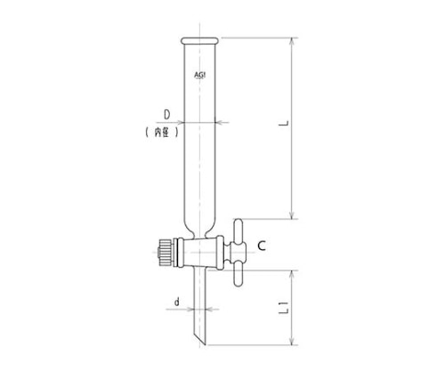 旭製作所 クロマトカラム　PTFEコック付　3808-50/300 1個（ご注文単位1個）【直送品】