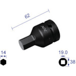 トラスコ中山 ナック ヘキサゴンレンチソケット 差込角19.0x対辺14mm（ご注文単位1個）【直送品】