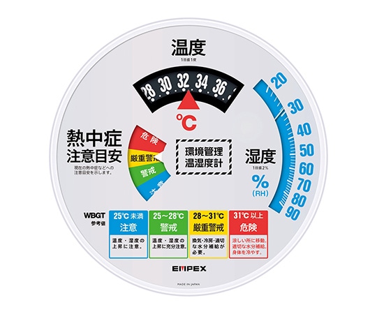 エンペックス気象計 環境管理温・湿度計「熱中症注意」(防雨)　TM-2486W 1個（ご注文単位1個）【直送品】