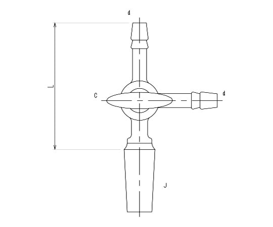 旭製作所 摺付三方コックⅠ型 オス ガラスコック　2450-1L 1個（ご注文単位1個）【直送品】