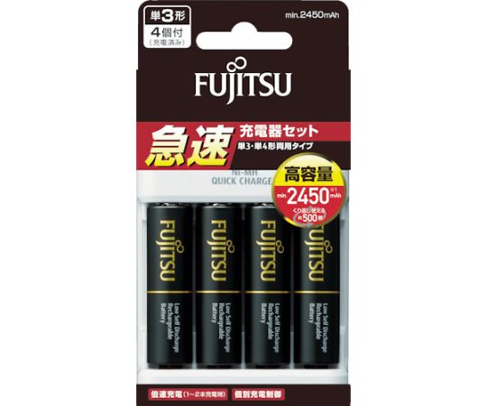 FDK ニッケル水素電池 急速充電器セット 付属電池単3×4個　FCT344FXJHC(FX) 1セット（ご注文単位1セット）【直送品】