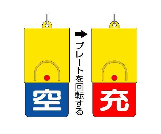 ユニット ボンベ用回転式両面表示板　空青/充赤　827-39 1個（ご注文単位1個）【直送品】