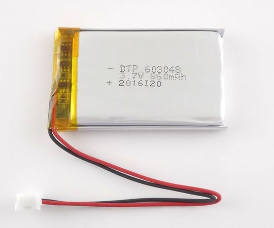 アズワン リチウムイオンポリマー電池　3.7V　860mAh　DTP603048(PHR) 1個（ご注文単位1個）【直送品】