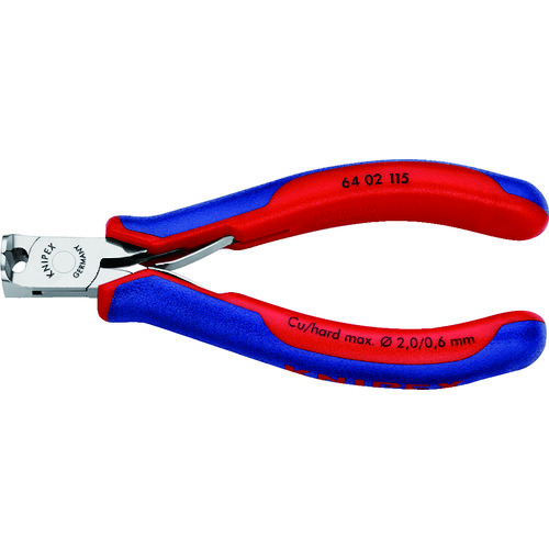 トラスコ中山 KNIPEX 6402-115 エレクトロニクスエンドカッティングニッパー（ご注文単位1個）【直送品】