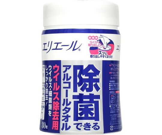 エリエール（大王製紙） エリエール　除菌できるアルコールタオル　ウィルス除去用　本体　80枚　 1個（ご注文単位1個）【直送品】