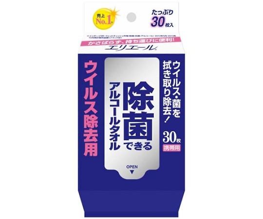 エリエール（大王製紙） エリエール　除菌できるアルコールタオル　ウィルス除去用　携帯用　30枚　 1袋（ご注文単位1袋）【直送品】