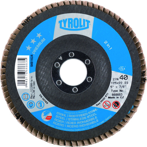 トラスコ中山 TYROLIT フラップディスク プレミアムタイプ 125mm ＃120 836-7715  (ご注文単位1枚) 【直送品】