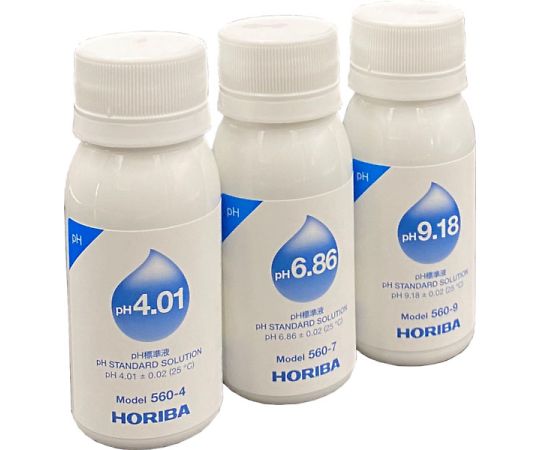 HORIBA pH4.01/pH6.86/pH9.18　標準液セット　各60mL　3本入　560-P 1セット（ご注文単位1セット）【直送品】