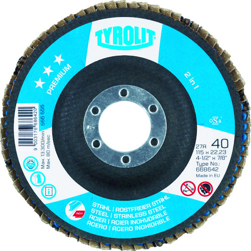 トラスコ中山 TYROLIT フラップディスク プレミアムタイプ 125mm ＃120 766-5750  (ご注文単位1枚) 【直送品】