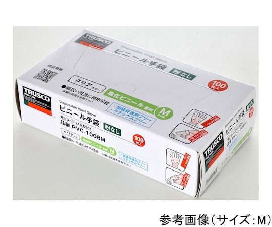 トラスコ中山 使い捨てビニ-ル手袋　粉無M　クリア　（100枚入）　PVC-1008M 1箱（ご注文単位1箱）【直送品】