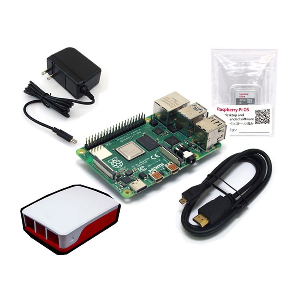 共立電子産業 Raspberry　Pi　4B　（4GB）　スターターセット/レギュラー　RASPi4-RGL 1セット（ご注文単位1セット）【直送品】