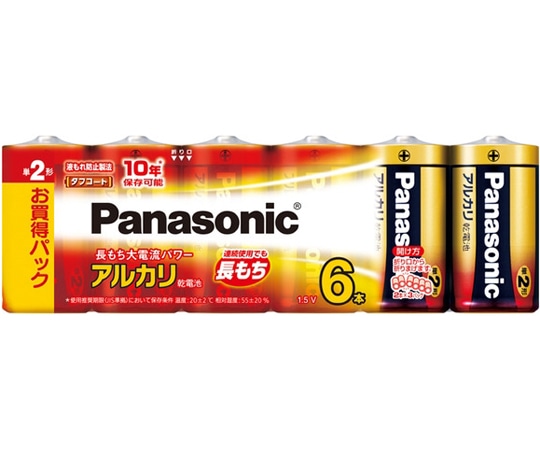 パナソニック アルカリ乾電池　単2形　6本パック　LR14XJ6SW 1パック（ご注文単位1パック）【直送品】