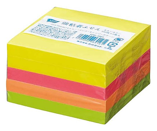 カウネット 強粘着ふせん 75×75 ネオン4色 5冊　4240-8994 1パック（ご注文単位1パック）【直送品】