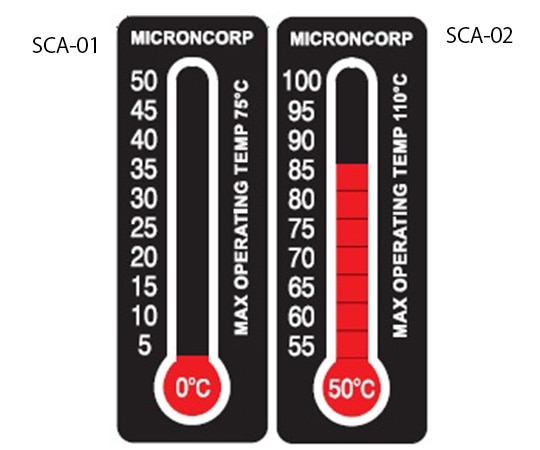 ミクロン 可逆性温度計ラベル 0-50℃ 1ケース（10枚入）　SCA-01 1ケース（ご注文単位1ケース）【直送品】