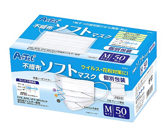 アーテック 不織布ソフトマスク（個包装）Mサイズ 50枚入　51804 1個（ご注文単位1個）【直送品】