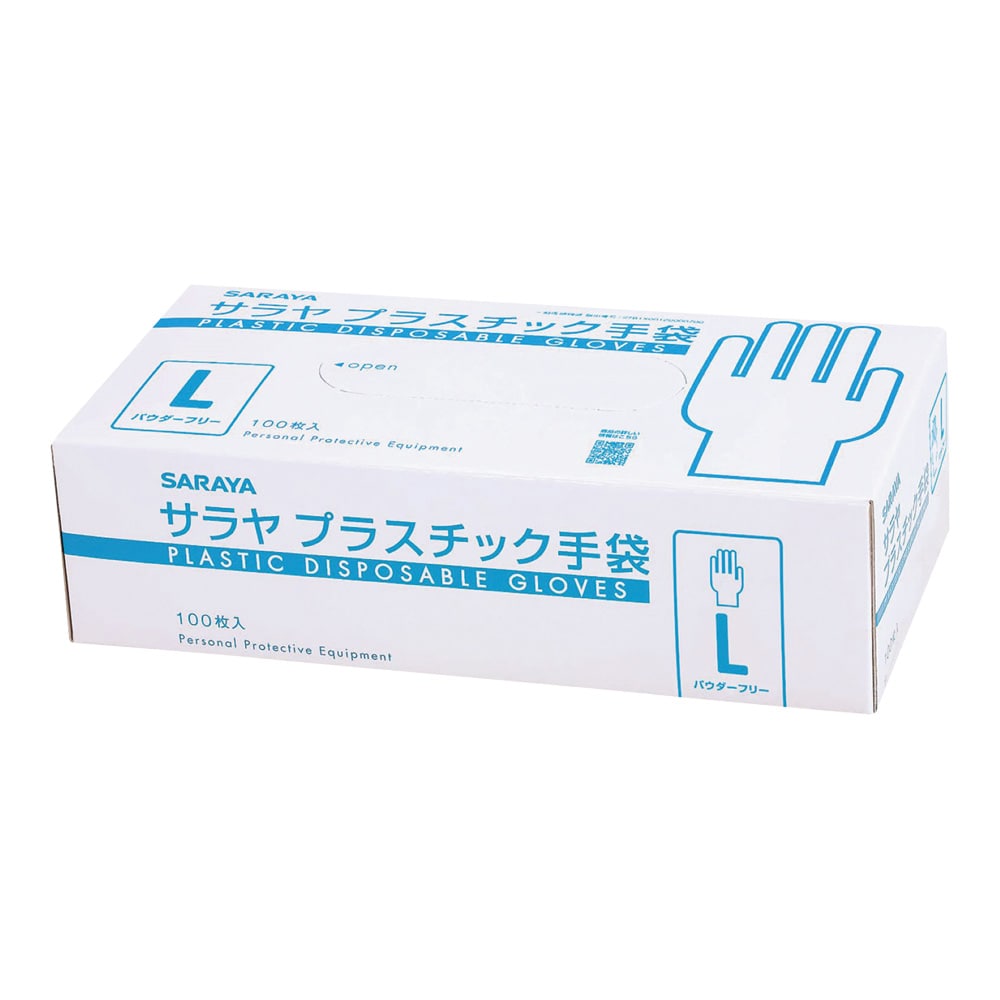 サラヤ プラスチック手袋（パウダーフリー・ラテックスフリー） L 100枚入　53500 1箱（ご注文単位1箱）【直送品】