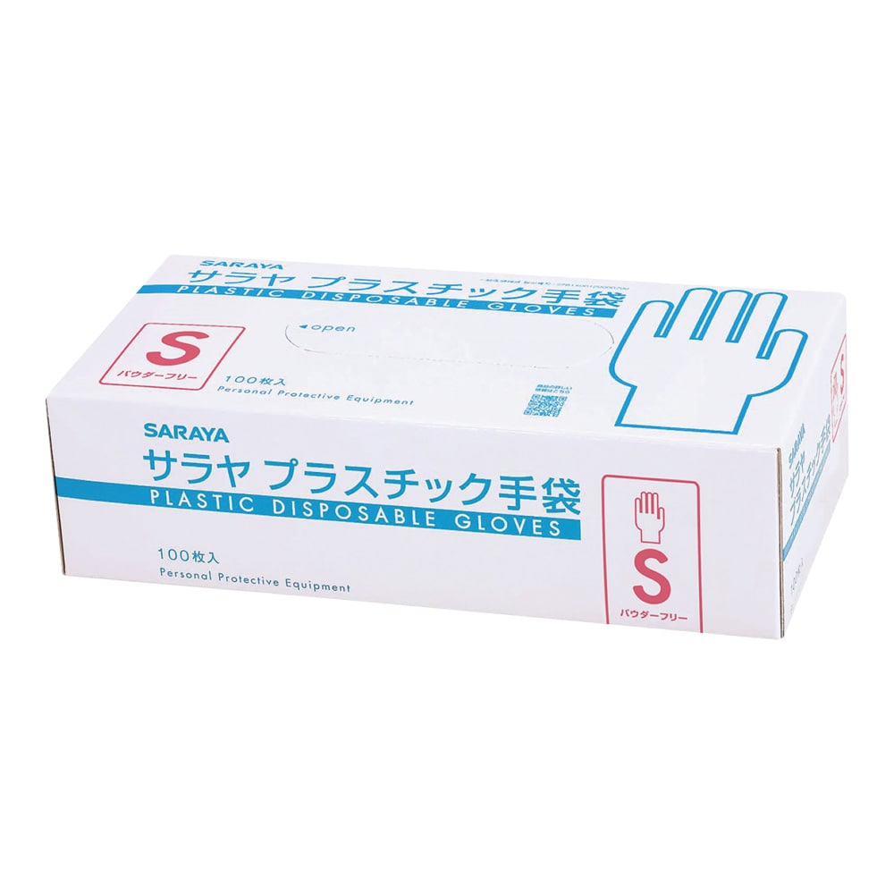 サラヤ プラスチック手袋（パウダーフリー・ラテックスフリー） S 100枚入　53498 1箱（ご注文単位1箱）【直送品】