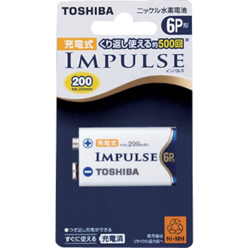 トラスコ中山 東芝 ニッケル水素充電池IMPULSE 6P形（ご注文単位1パック）【直送品】