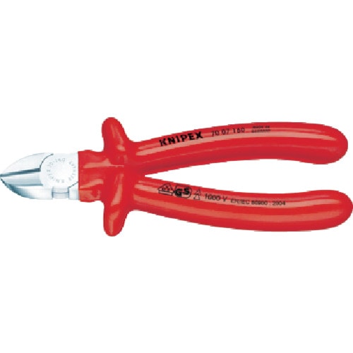 トラスコ中山 KNIPEX 絶縁1000V斜ニッパー 180mm（ご注文単位1個）【直送品】