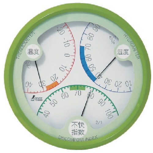 トラスコ中山 シンワ 温湿度計 不快指数R-2 丸型15cm グリーン（ご注文単位1個）【直送品】