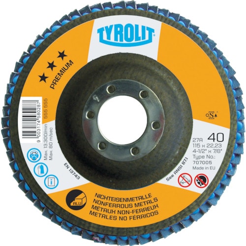 トラスコ中山 TYROLIT フラップディスク アルミ向け 125mm ＃40 766-6101  (ご注文単位1枚) 【直送品】