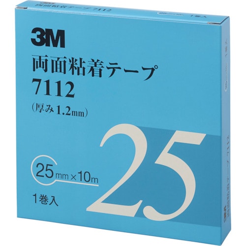 トラスコ中山 3M 両面粘着テープ 7112 25mmX10m 厚さ1.2mm 灰色 1巻入り（ご注文単位1巻）【直送品】