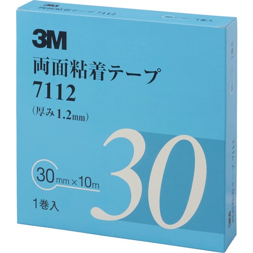 トラスコ中山 3M 両面粘着テープ 7112 30mmX10m 厚さ1.2mm 灰色 1巻入り（ご注文単位1巻）【直送品】