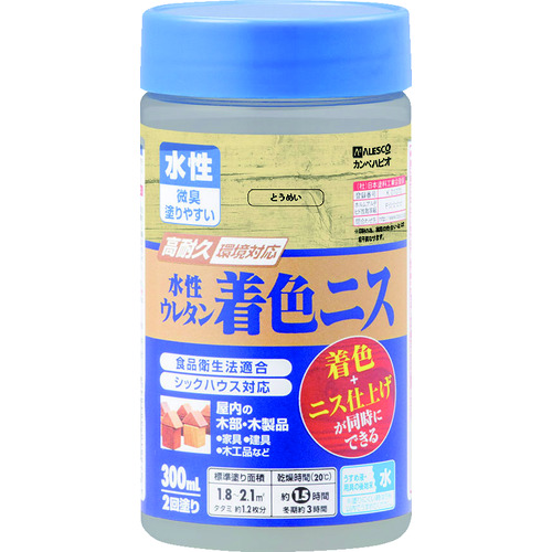 トラスコ中山 KANSAI 水性ウレタン着色ニス 300ml とうめい（ご注文単位1個）【直送品】