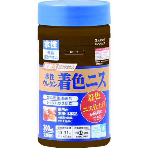 トラスコ中山 KANSAI 水性ウレタン着色ニス 300ml 新チーク（ご注文単位1個）【直送品】