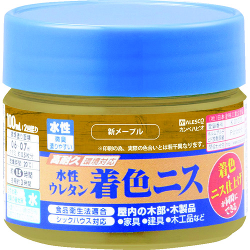 トラスコ中山 KANSAI 水性ウレタン着色ニス 100ml 新メープル（ご注文単位1個）【直送品】