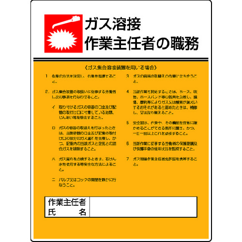 トラスコ中山 ユニット 作業主任者職務板 ガス溶接・ガス・エコユニボード・600X450（ご注文単位1枚）【直送品】