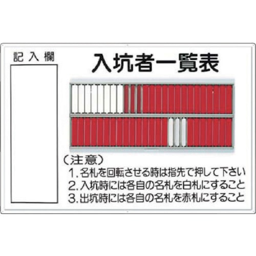 トラスコ中山 つくし 標識 「入坑者一覧表 50人用」（ご注文単位1台）【直送品】